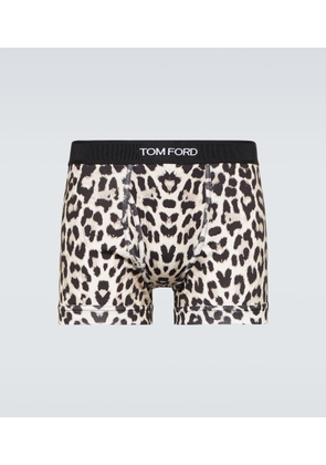 Tom Ford Leopard-print cotton-blend boxer briefs