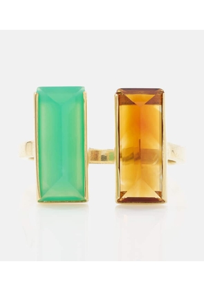Aliita Bi Maxi 9kt gold ring with chrysoprase and citrine