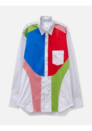 Multicolor Woven Panel Striped Shirt