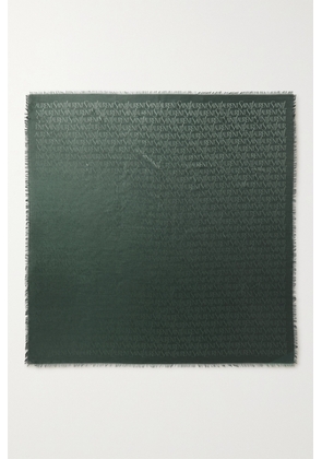 SAINT LAURENT - Fringed Silk And Wool-blend Jacquard Scarf - Green - One size