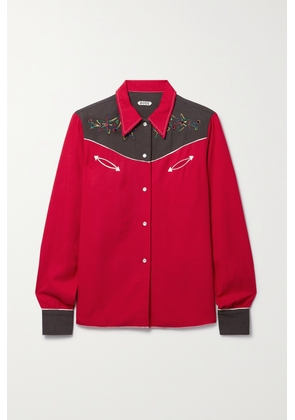 BODE - Embellished Embroidered Cotton-blend Twill And Canvas Shirt - US0,US2,US4,US6,US8,US10,US12