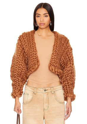 Hope Macaulay Block Colossal Knit Jacket in Chocolate. Size L/XL, M/L.