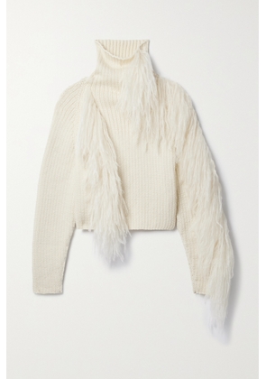 Cordova - Ploma Cropped Fringed Merino Wool Turtleneck Sweater - Cream - x small,small,medium,large