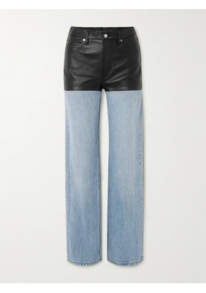 Alexander Wang - Leather-paneled Low-rise Jeans - Blue - 24,25,26,27,28,29,30,31