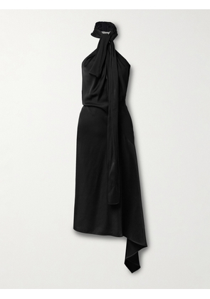 Givenchy - Asymmetric Knotted Crepe De Chine Halterneck Midi Dress - Black - FR36,FR38,FR40
