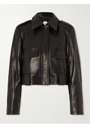 KHAITE - Cordelia Cropped Leather Jacket - Black - US0,US2,US4,US6,US8,US10,US12