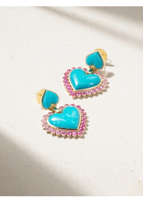 Emily P. Wheeler - + Net Sustain Queen Of Hearts 18-karat Recycled Gold, Turquoise And Sapphire Earrings - One size