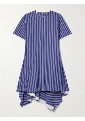 Sacai - Asymmetric Striped Cotton-poplin Mini Dress - Multi - 1,2,3,4