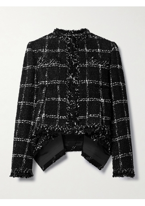 Sacai - Asymmetric Frayed Checked Tweed Jacket - Black - 1,2,3,4
