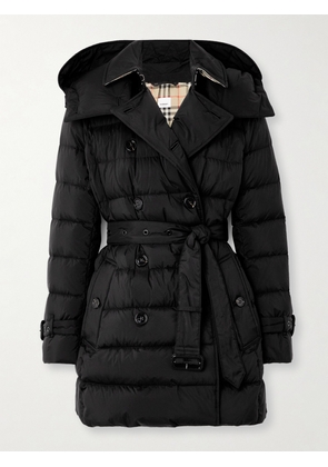 Burberry - Hooded Belted Double-breasted Quilted Shell Down Coat - Black - xx small,x small,small,medium,large,x large