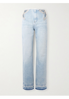Stella McCartney - + Net Sustain Crystal-embellished Cutout Organic Jeans - Blue - 24,25,26,27,28,29,30,31,32