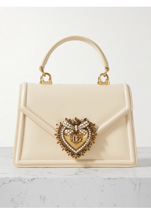 Dolce & Gabbana - Devotion Small Embellished Leather Shoulder Bag - White - One size