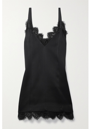 KHAITE - Bo Lace-trimmed Paneled Duchesse-satin Mini Dress - Black - US0,US2,US4,US6,US8,US10