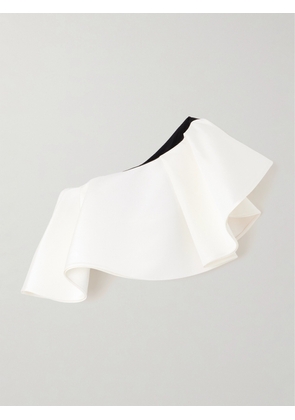 Carolina Herrera - Cropped One-shoulder Ruffled Silk-faille Top - White - US0,US2,US4,US6,US8