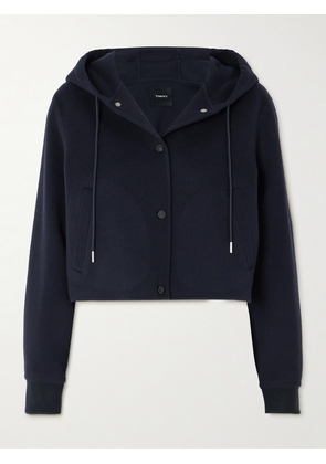 Theory - Cropped Wool And Cashmere-blend Felt Hooded Jacket - Blue - x small,small,medium,large
