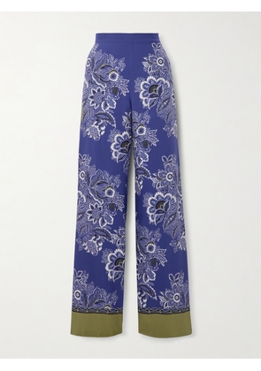 Etro - Floral-print Silk-satin Wide-leg Pants - Blue - IT36,IT38,IT40,IT42,IT44,IT46,IT48,IT50
