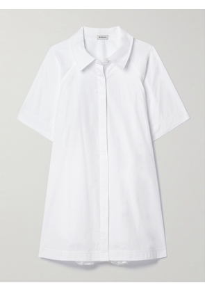 SIMKHAI - Blanche Cotton-poplin And Pleated Tencel™-blend Voile Mini Shirt Dress - White - x small,small,medium,large,x large