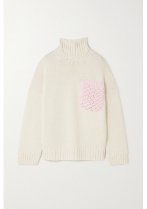 JW Anderson - Oversized Cotton-paneled Knitted Turtleneck Sweater - White - xx small,x small,small,medium,large,x large