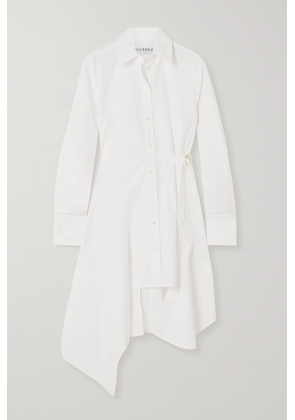 JW Anderson - Asymmetric Tie-detailed Paneled Cotton-poplin Shirt Dress - White - UK 6,UK 8,UK 10,UK 12,UK 14