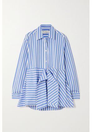 JW Anderson - Striped Cotton-poplin Peplum Shirt - Blue - UK 6,UK 8,UK 10,UK 12,UK 14