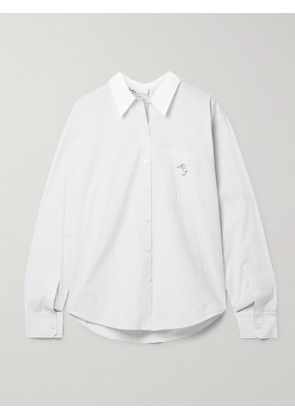 Acne Studios - Embroidered Pinstriped Cotton-poplin Shirt - White - EU 32,EU 34,EU 36,EU 38,EU 40