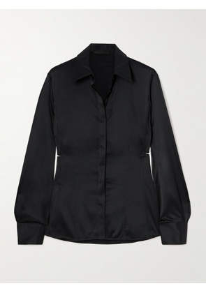 Helmut Lang - Cutout Silk-blend Shirt - Black - xx small,x small,small,medium,large,x large