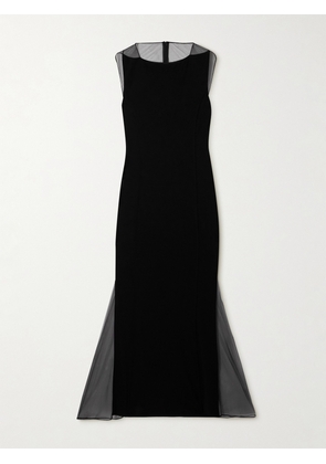 Helmut Lang - Mesh-trimmed Jersey Maxi Dress - Black - US0,US2,US4,US6,US8,US10,US12