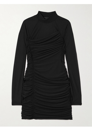 Helmut Lang - Draped Layered Crepe Mini Dress - Black - xx small,x small,small,medium,large,x large
