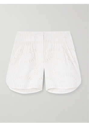 Charo Ruiz - Palok Broderie-anglaise Cotton-blend Shorts - White - x small,small,medium,large,x large