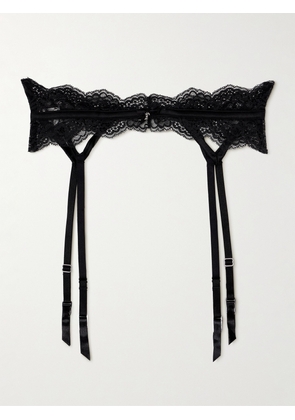 Fleur du Mal - Naomi Lace And Stretch-silk Satin Suspender Belt - Black - 1,2,3,4