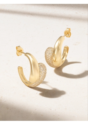 Jennifer Meyer - Small Double Dome 18-karat Gold Diamond Hoop Earrings - One size