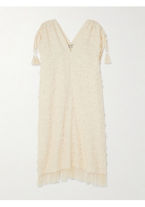 ESCVDO - + Net Sustain Tetra Tasseled Cotton-gauze Midi Dress - Ivory - One size