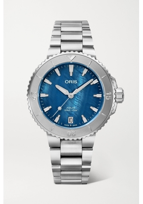 ORIS - Aquis Date Automatic 36.5mm Stainless Steel And Mother-of-pearl Watch - Blue - One size