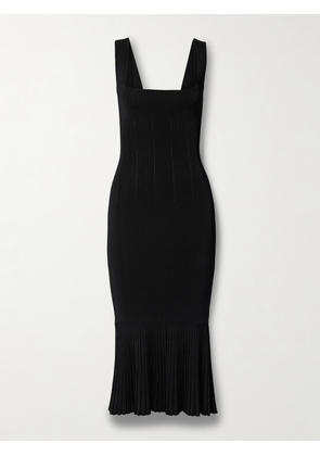 Galvan - Atalanta Pleated Stretch-knit Midi Dress - Black - xx small,x small,small,medium,large