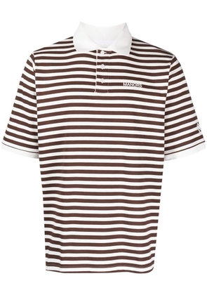 Manors Golf logo-print striped polo shirt - Brown