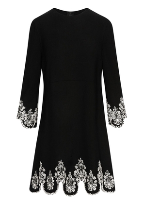 Oscar de la Renta crystal-embroidered scallop shift dress - Black