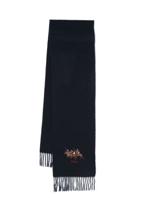 Polo Ralph Lauren logo-embroidered wool scarf - Blue