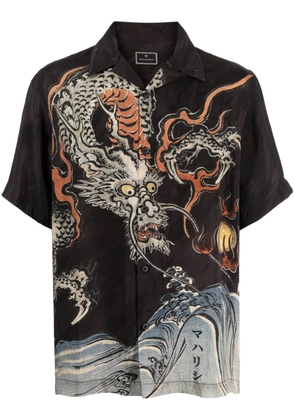 Maharishi Sue-Ryu Japanese-print twill shirt - Brown