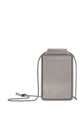 Brunello Cucinelli logo-debossed leather case - Grey