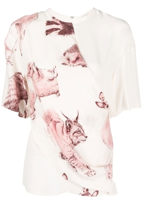 Stella McCartney silk animal-print T-shirt - Neutrals