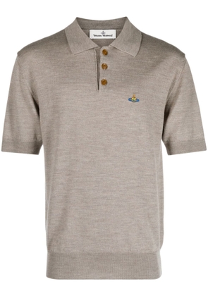 Vivienne Westwood Orb-embroidered wool polo shirt - Grey