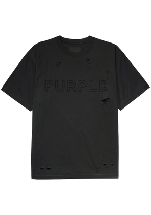 Purple Brand logo-print distressed T-shirt - BLACK