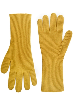12 STOREEZ ribbed merino wool gloves - Yellow
