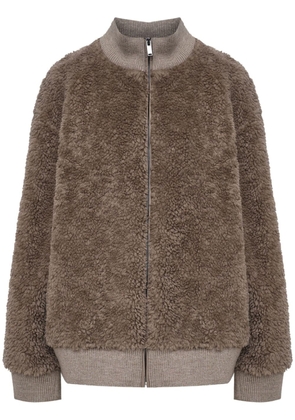 12 STOREEZ fleece wool bomber jacket - Brown
