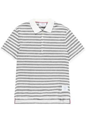 Thom Browne striped linen polo shirt - Grey