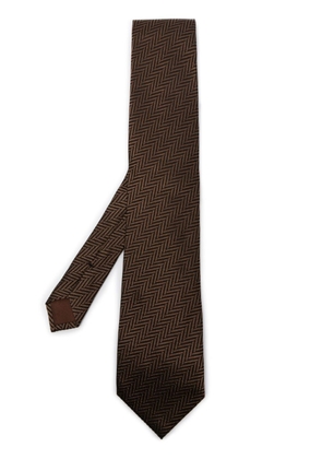 TOM FORD chevron-jaquard silk tie - Brown