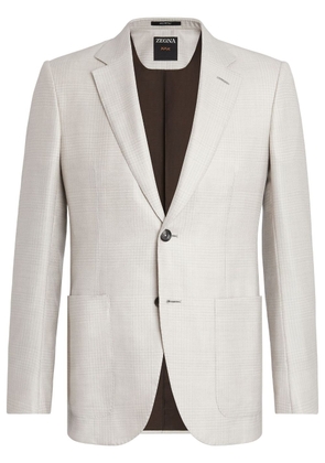 Zegna Prince of Wales check single-breasted blazer - Grey