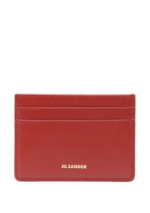 Jil Sander logo-stamp leather cardholder - Red