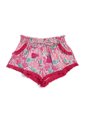 Poupette St Barth Kids Pink Kaktus Print Lulu Shorts (4-12 Years)