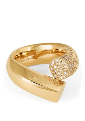 Tabayer Yellow Gold And Pavé Diamond Oera Ring